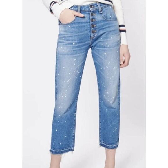 Veronica Beard 10.75” Ines Girlfriend Paint Jeans sz 27 - Picture 1 of 6